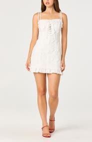 ASTR the Label Breanna 3D Floral Appliqué Embroidered Eyelet Corset Minidress