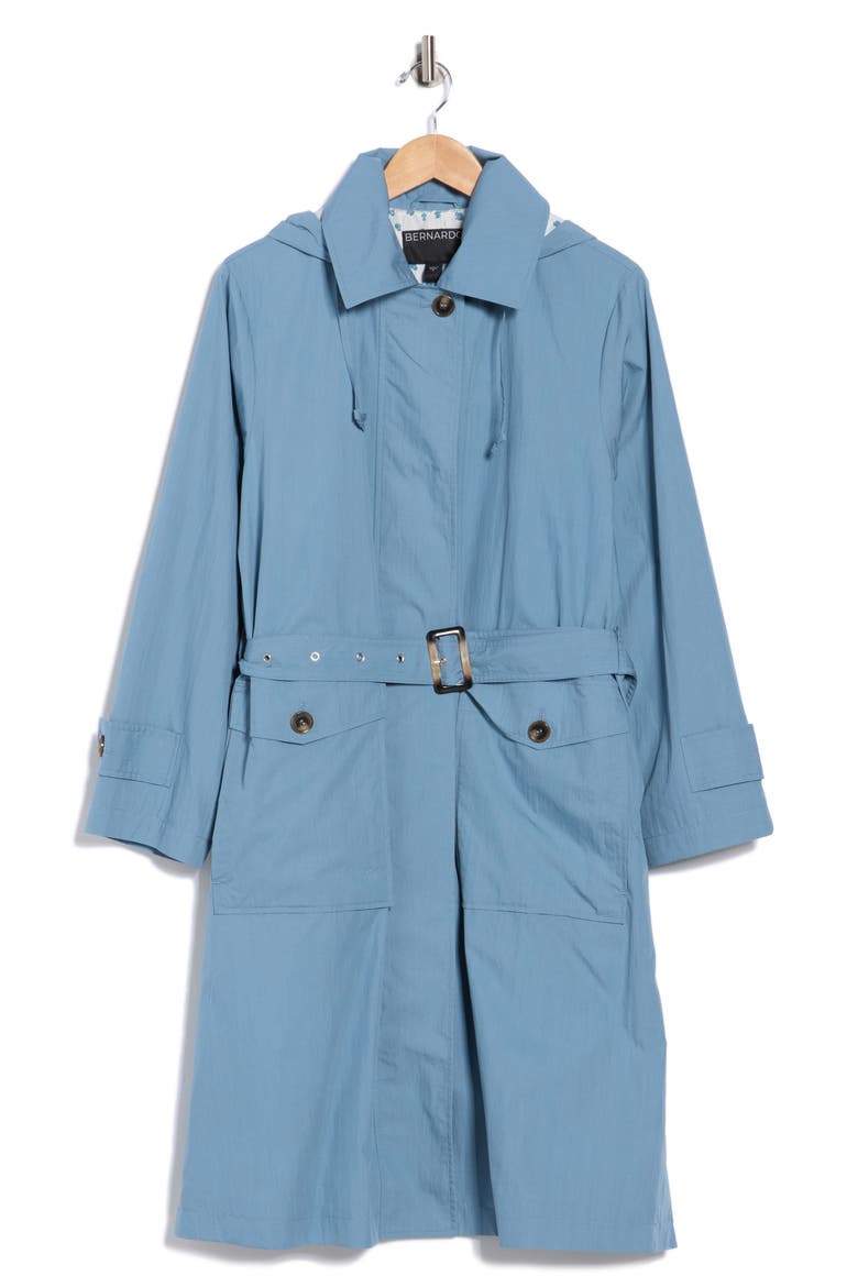 Hooded Trench Coat, Alternate, color, BLUE AURA