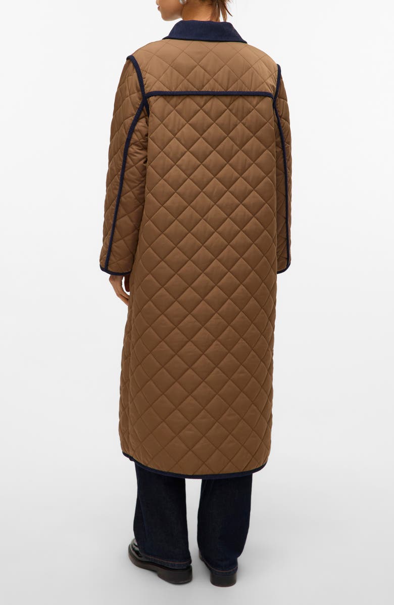 VERO MODA Emily Water Resistant Quilted Long Coat, Alternate, color, Cub Detail Navy Blazer