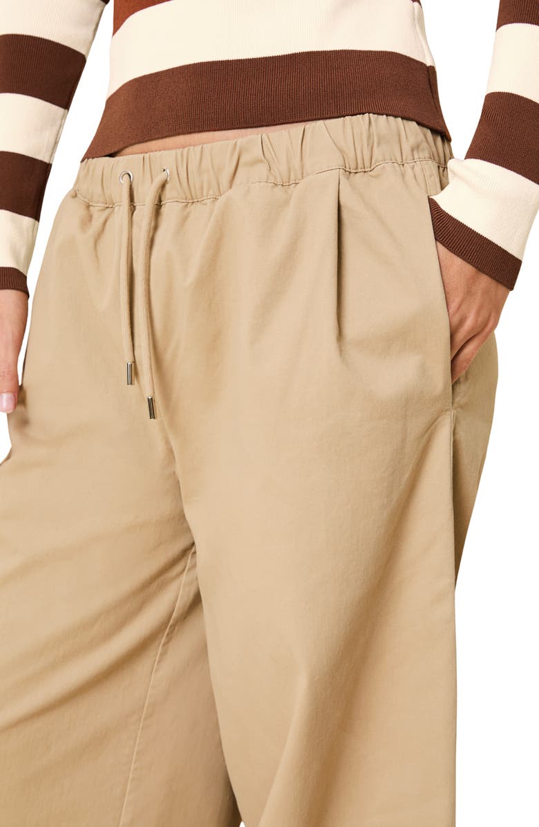 Solid & Striped The Flynn Stretch Cotton Drawstring Wide Leg Pants, Alternate, color, Camel