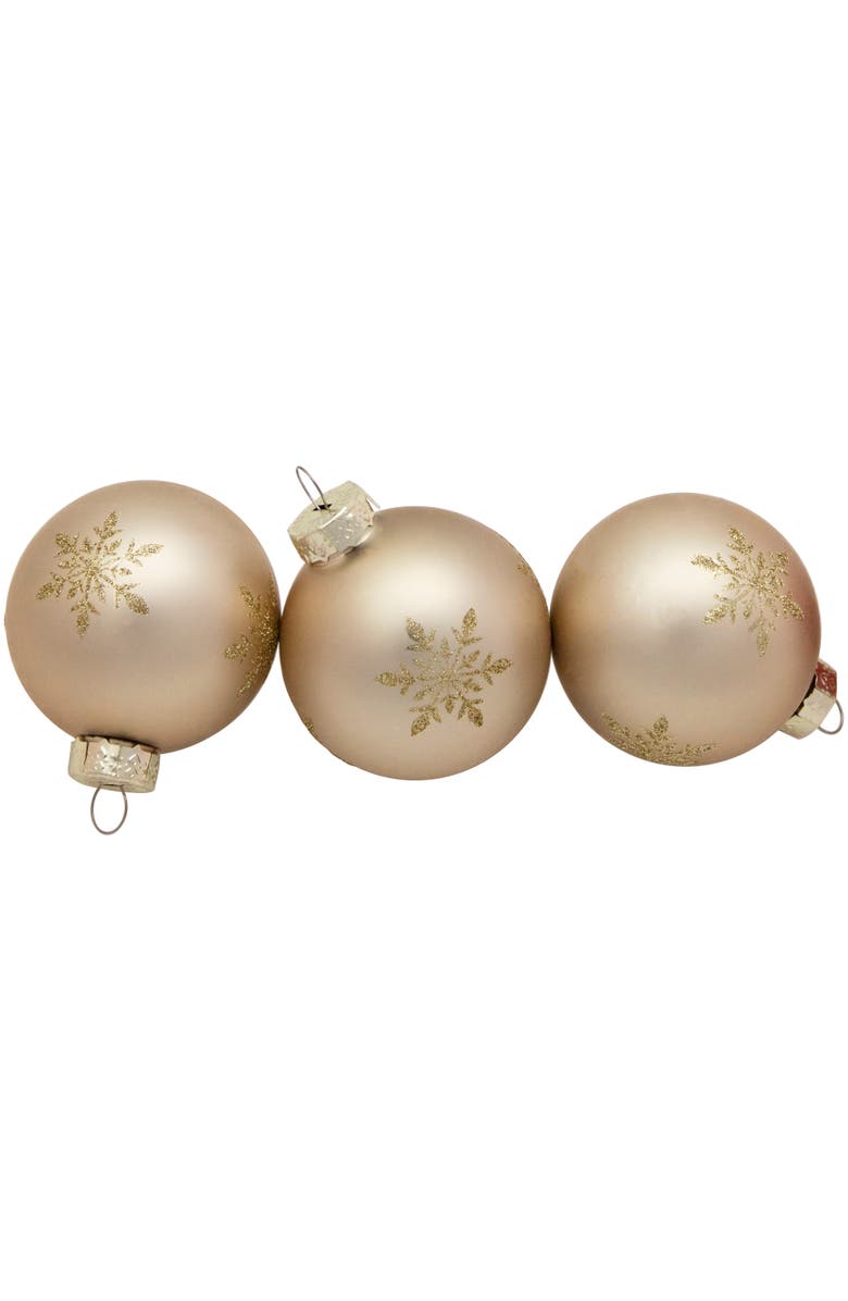 Northlight 6ct Red and Gold Snowflake Glass Ball Christmas Ornaments 2.5", Alternate, color, 