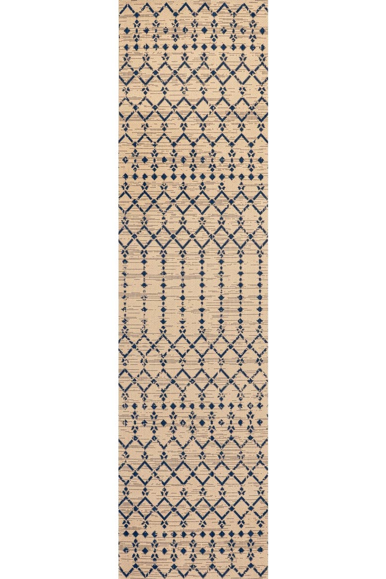 Ourika Moroccan Geometric Textured Weave Indoor/Outdoor Area Rug, Alternate, color, Beige/Navy