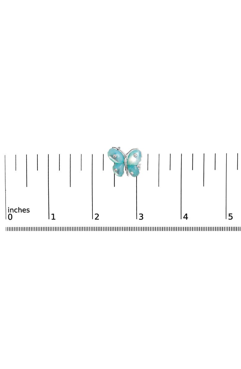 Haus of Brilliance 18K White Gold Blue Mother of Pearl and Diamond Accent Butterfly Pin Brooch, Alternate, color, White