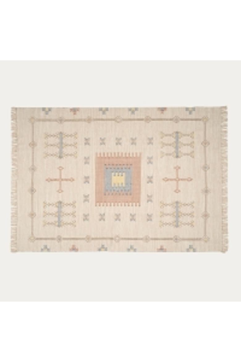 Geometric Cotton Motif Rug, Main, color, Beige