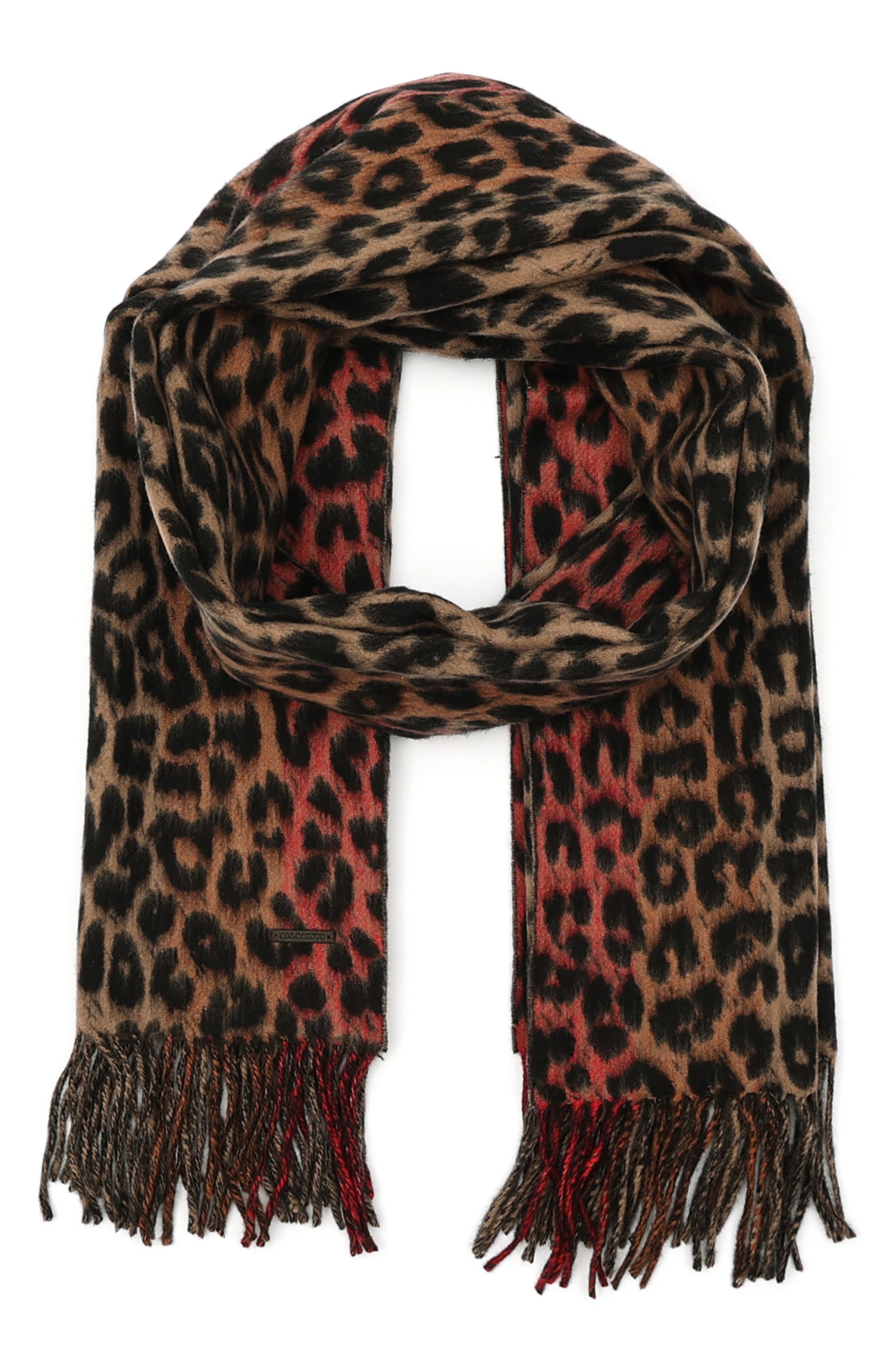 AllSaints Leopard Wool Scarf