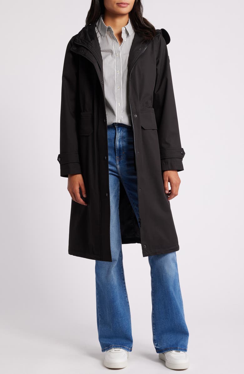 Sam Edelman Hooded Longline Coat, Alternate, color, Black
