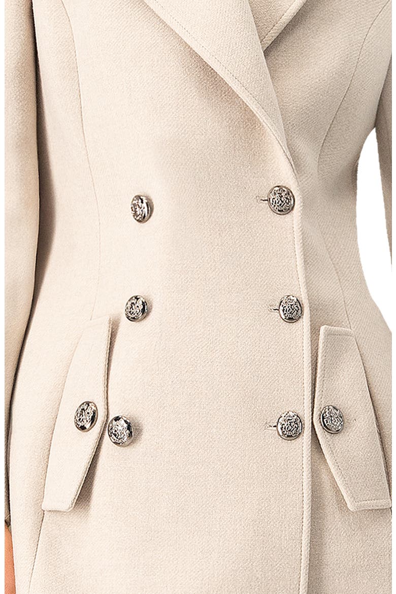Double-Breasted Wool-Blend Belted Long Coat, Alternate, color, Grey