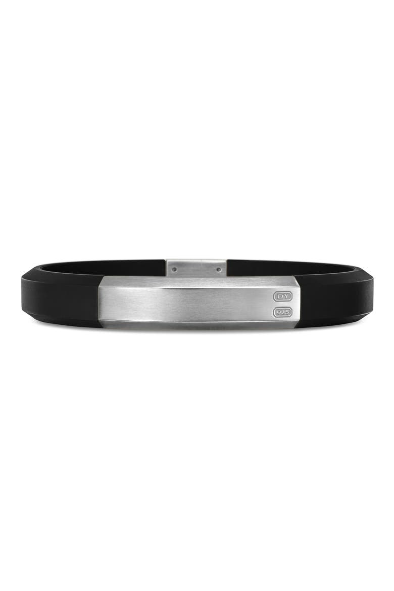 Streamline ID Black Rubber Bracelet, Main, color, STERLING SILVER/ BLACK