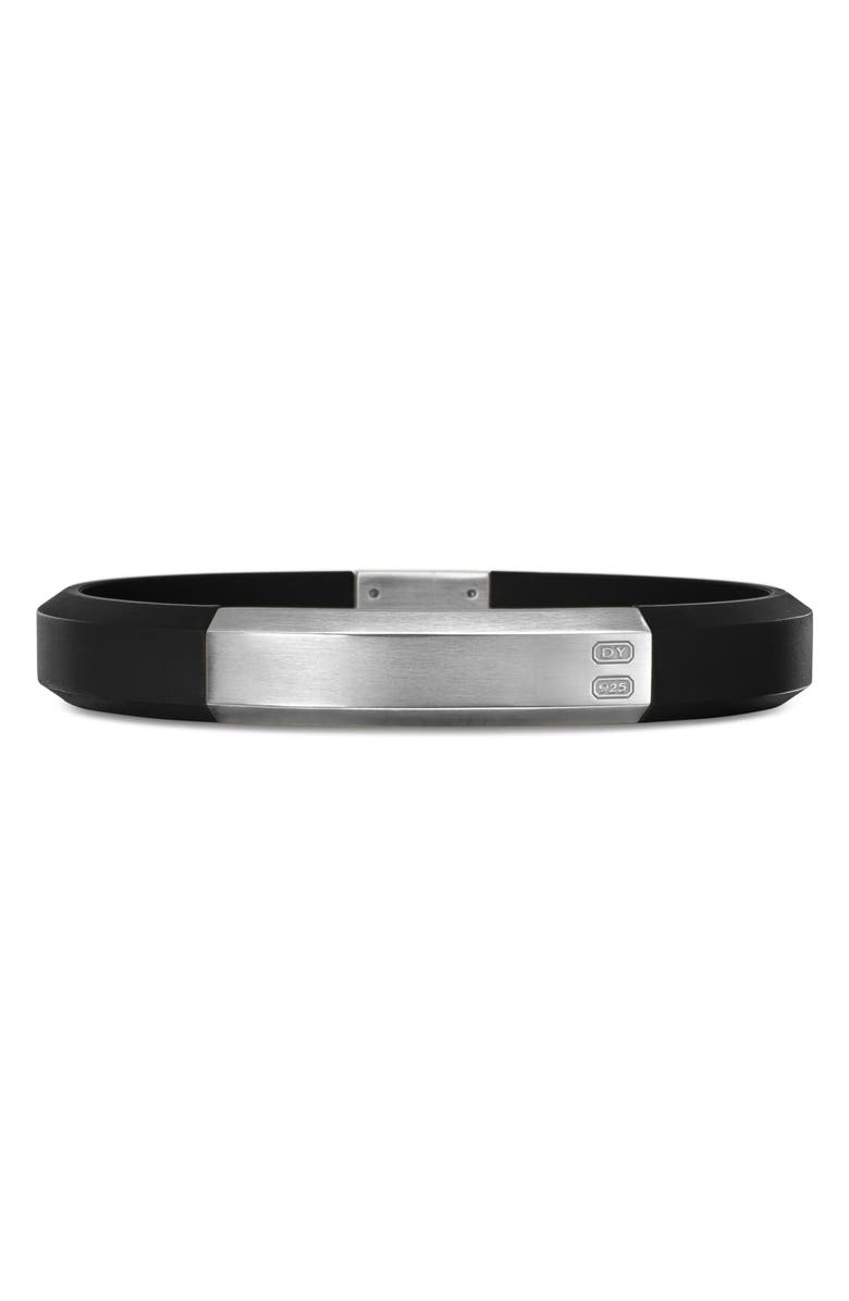 David Yurman Streamline ID Black Rubber Bracelet, Main, color, Sterling Silver/ Black
