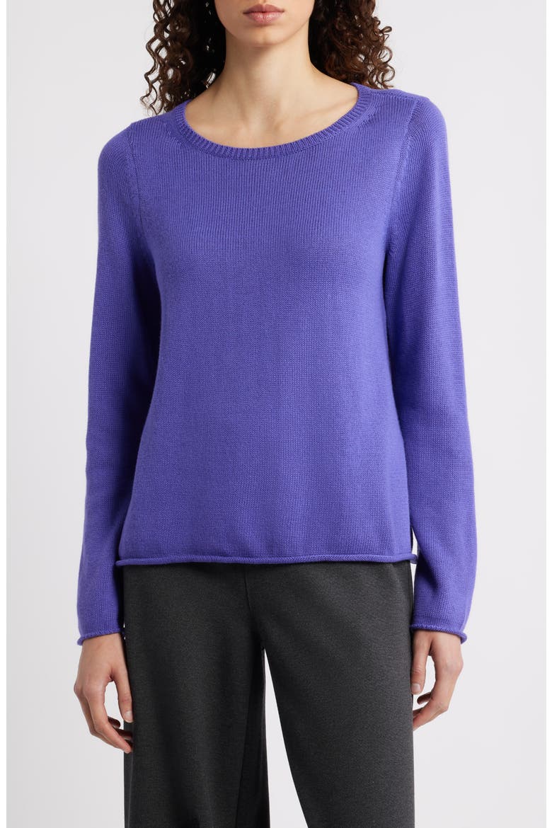 Bateau Neck Cotton Blend Sweater, Main, color, ULTRAVIOLET