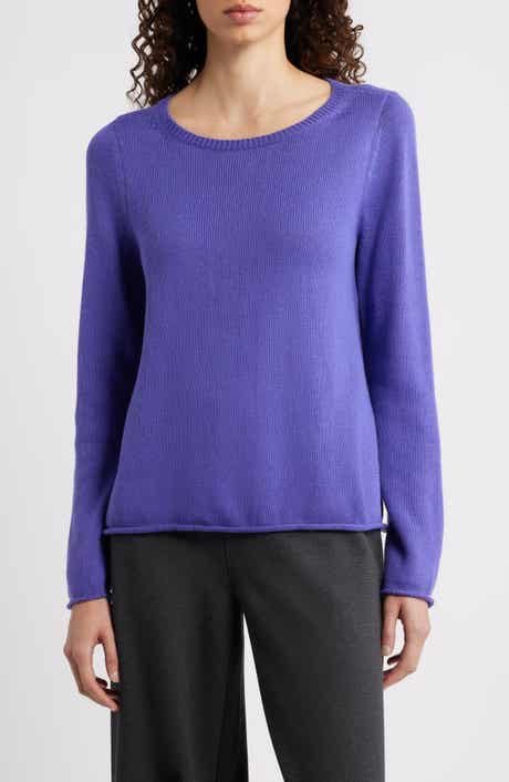 Eileen Fisher Bateau Neck Cotton Blend Sweater