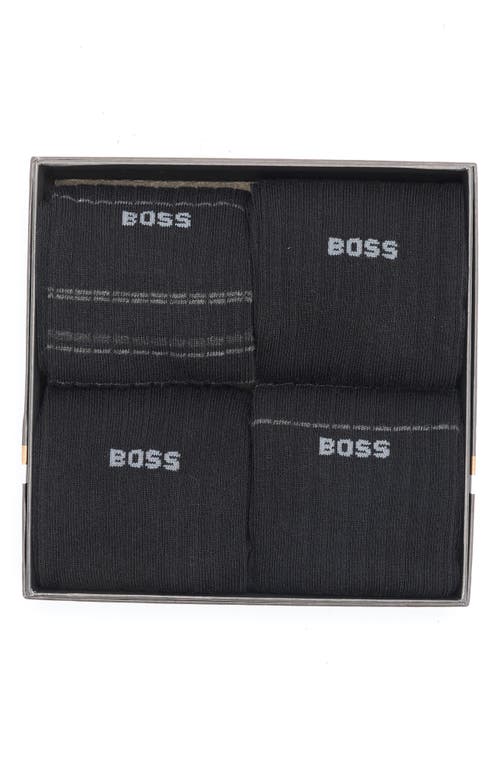 Hugo Boss Boss 4-pack Assorted Crew Socks Gift Box In Black
