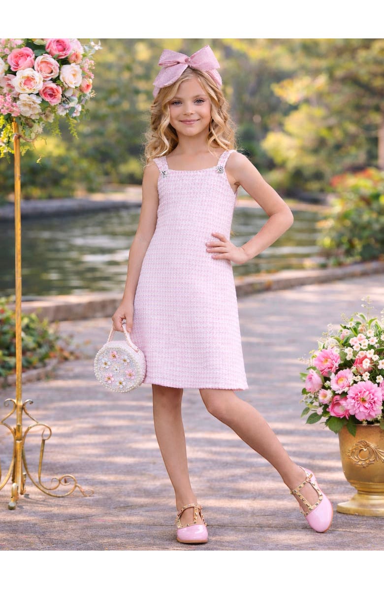 Mia Belle Girls Charm Double Bow Spring Dress, Alternate, color, Pink