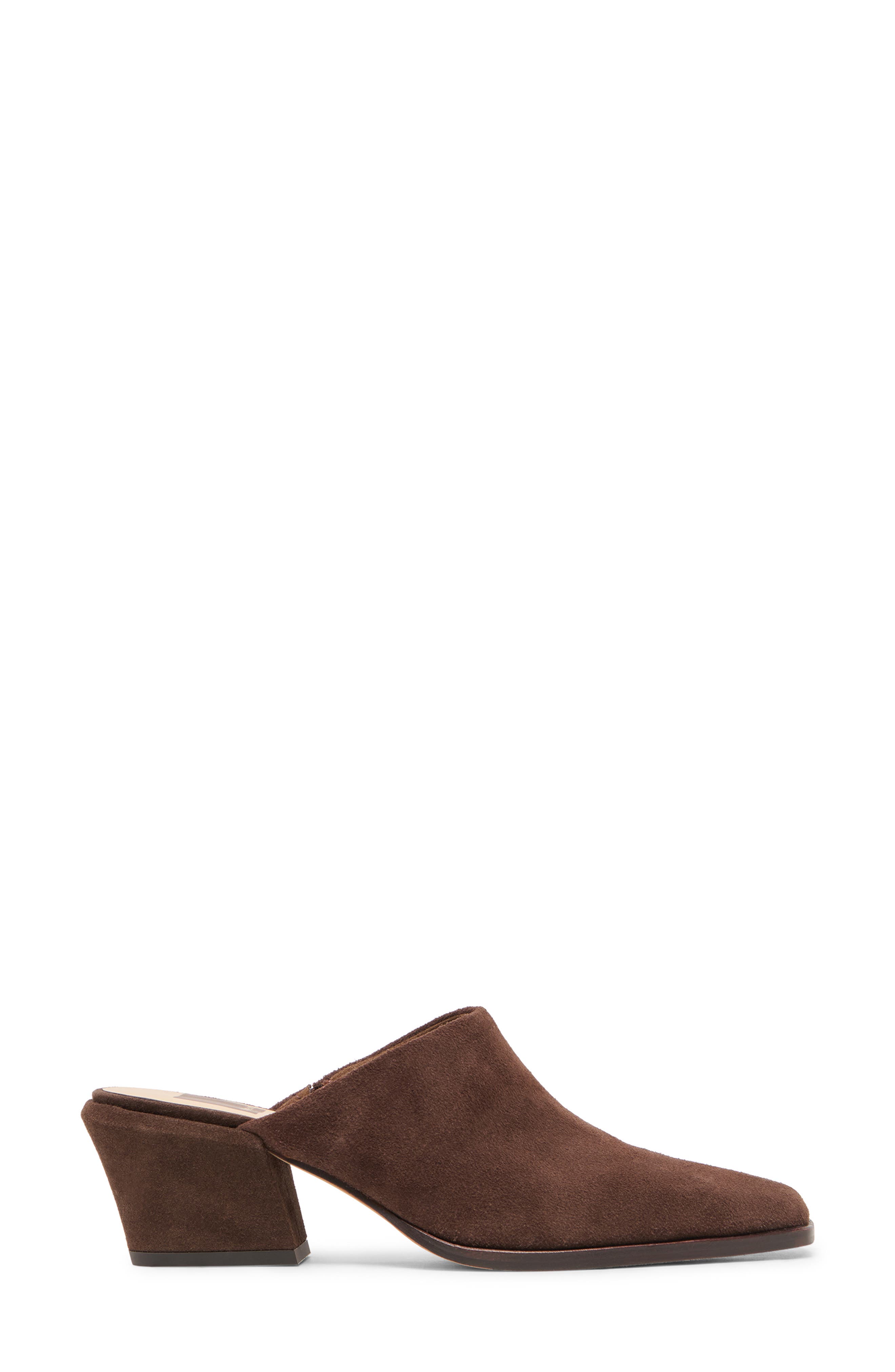 Leyton Square Toe Mule, Alternate, color, DARK BROWN SUEDE