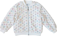 Lola + The Boys Pastel Bows Fuzzy Bomber