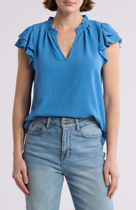 Ruffle Cap Sleeve Top
