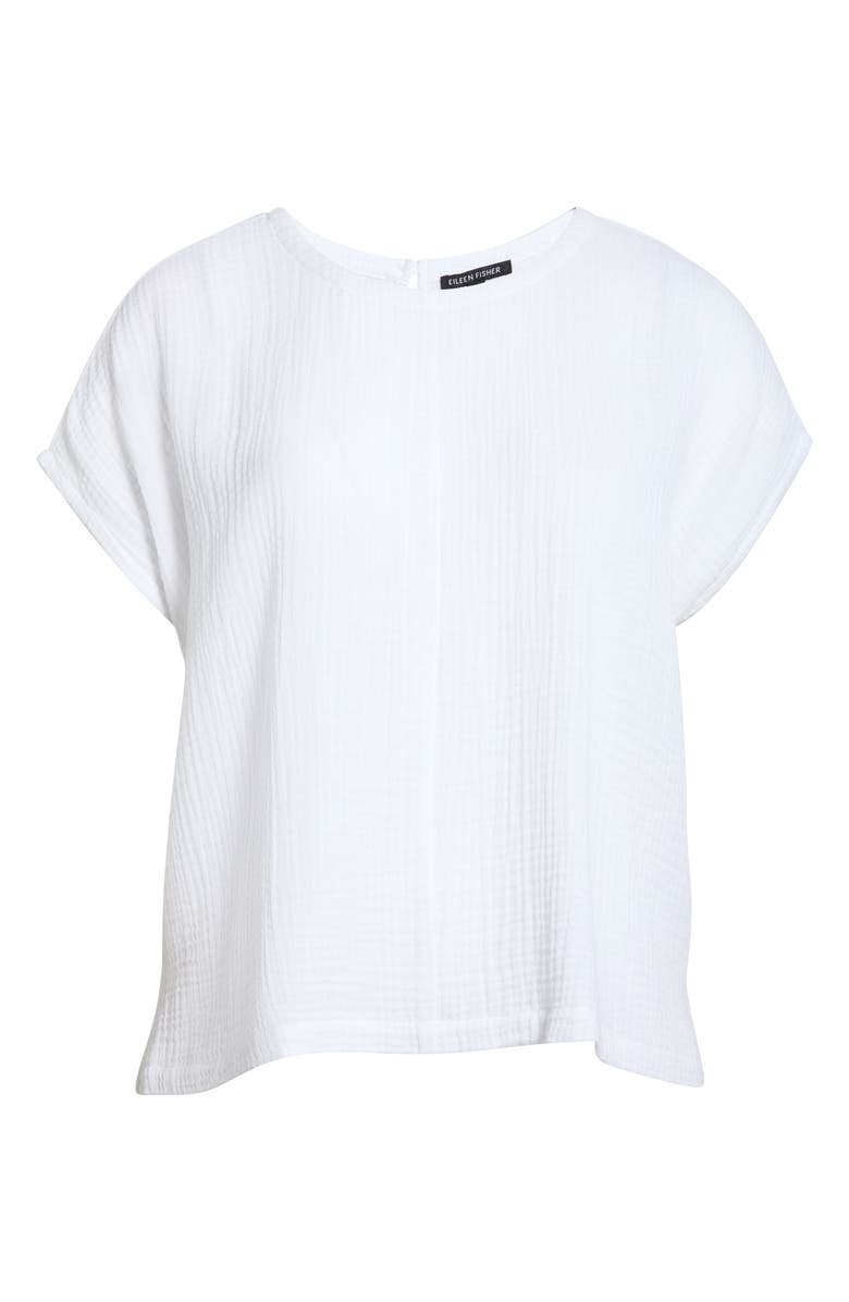 Eileen Fisher Boxy Organic Cotton Gauze Top, Alternate, color, White