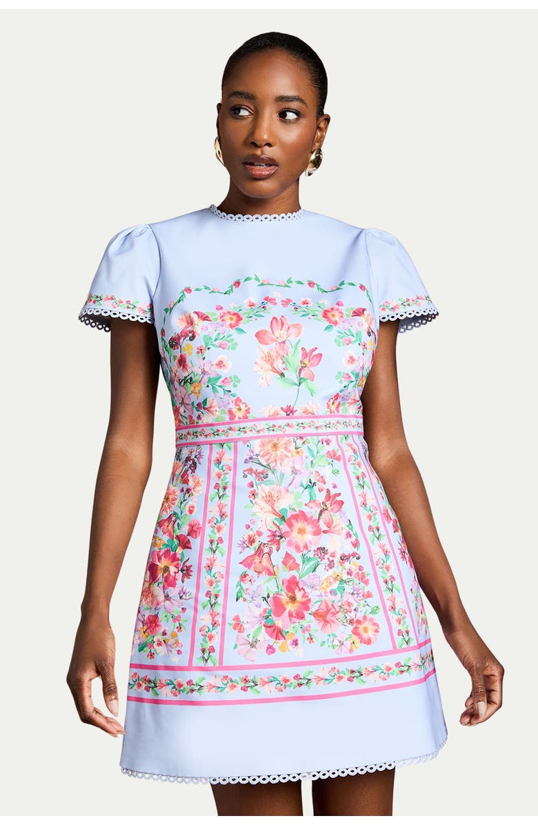 Coast Placement Print Short Sleeve Mini Dress, Alternate, color, Blue