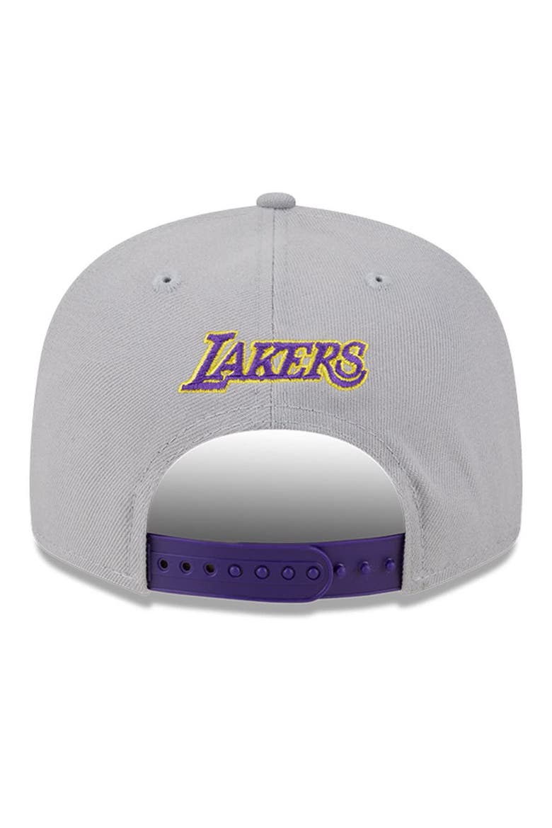 Men's New Era Gray Los Angeles Lakers Chenille Band 9FIFTY Snapback Hat, Alternate, color, Gray