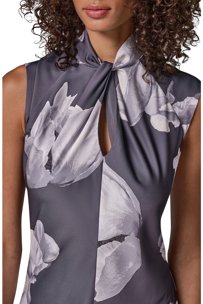 Twist Neck Midi Dress, Alternate, color, CHAR MULTI