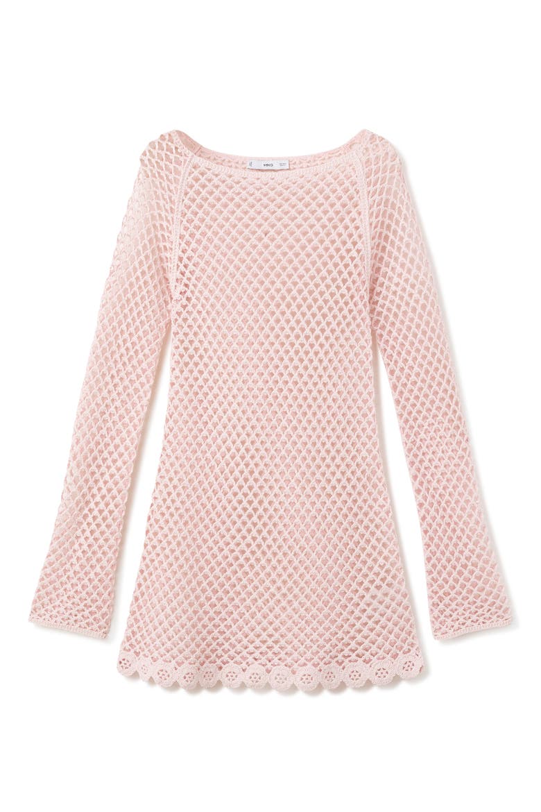 Crochet Embroidered Hem Minidress, Main, color, PASTEL PINK