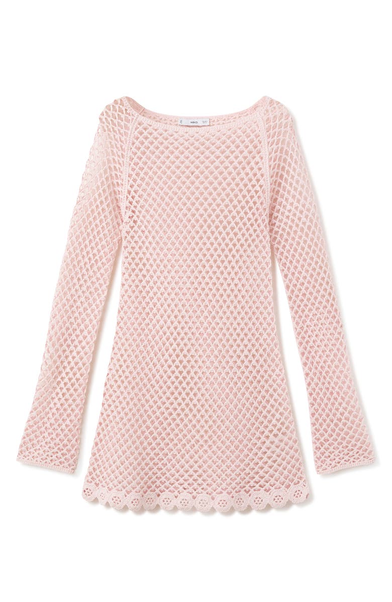 MANGO Crochet Embroidered Hem Minidress, Main, color, 
