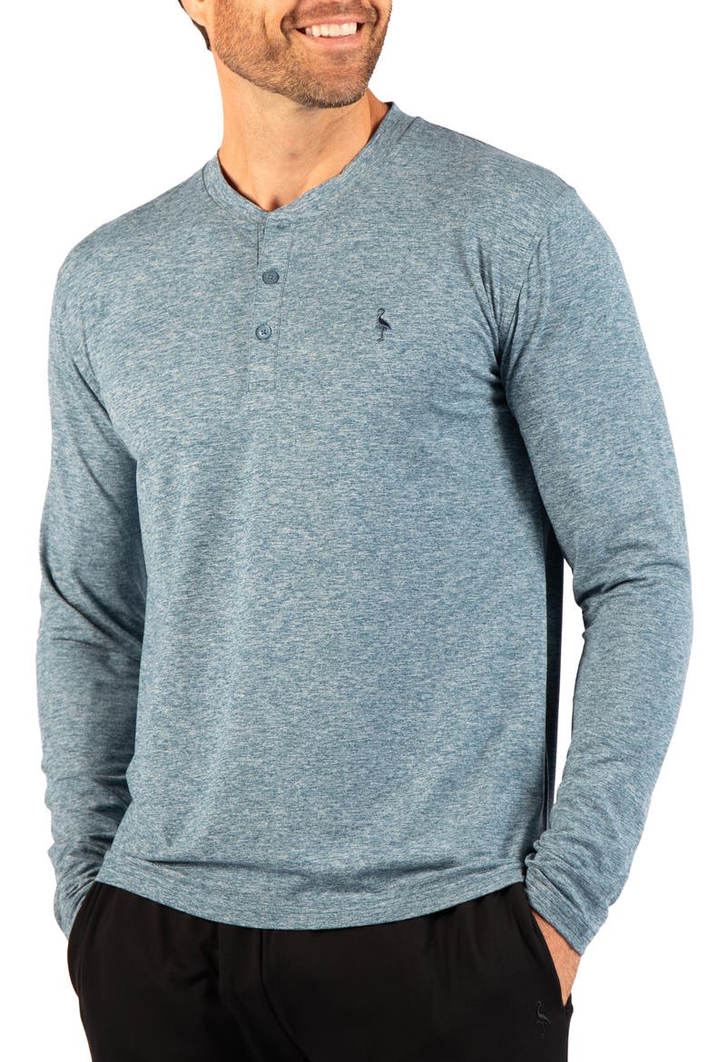 Brushed Melange Long Sleeve Henley, Alternate, color, SEA BLUE