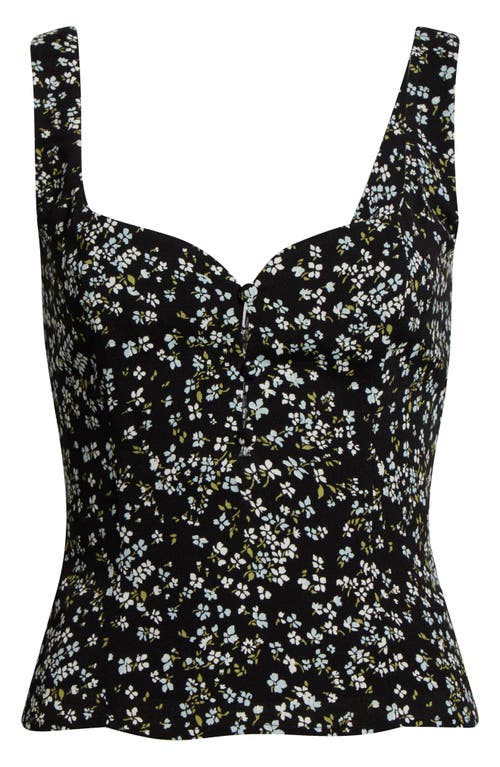 Reformation Francy Floral Print Cutout Tank In Black