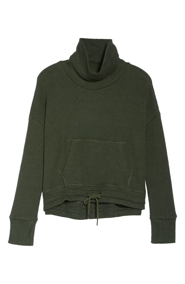 Sweaty Betty Bouclé Funnel Neck Sweatshirt, Alternate, color, Olive Green