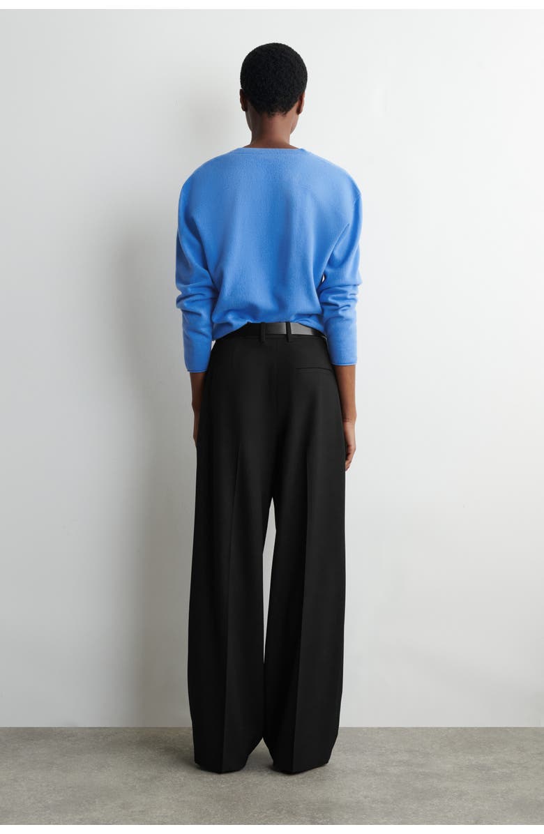 COS Relaxed Twill Wide-Leg Pants, Alternate, color, Black