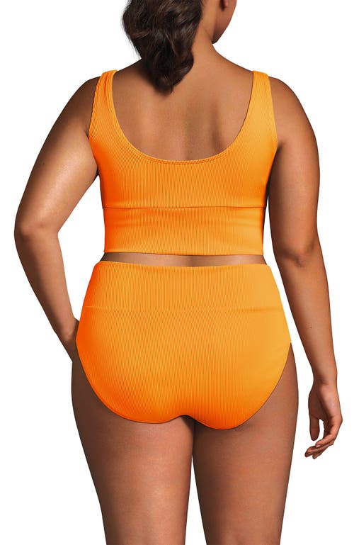 Lands' End Tugless Tankini Top And High Waisted Bottom Swimsuit Set In Sweet Mango Ottoman