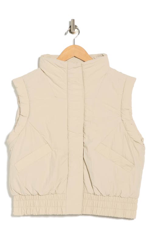 Yogalicious Crinkled Puffer Vest In Neutral