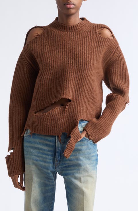 Ozie Destroyed Rib Merino Wool Sweater (Nordstrom Exclusive)
