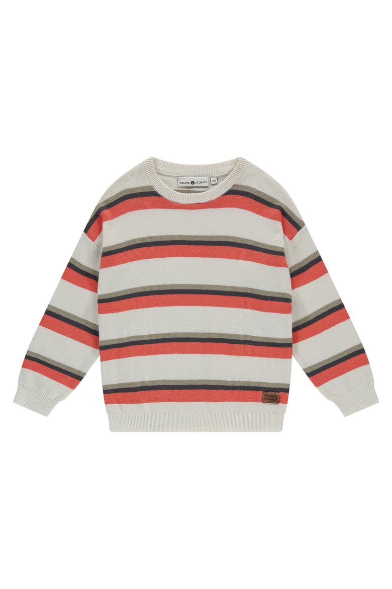 Pullover Multi Stripe Sweater, Main, color, Grapefruit
