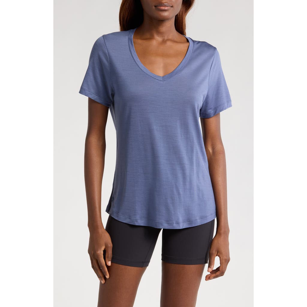 Smartwool Ultralite V-neck Short Sleeve T-shirt In Nightfall Blue
