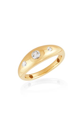 Frankie & Zoe 14k Yellow Gold White Topaz Dome Ring In Yellow Gold