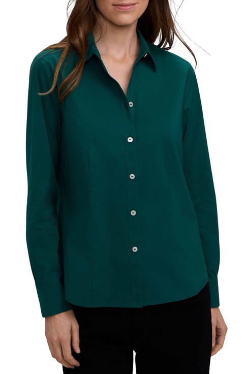 June Stretch Cotton Blend Button-Up Shirt