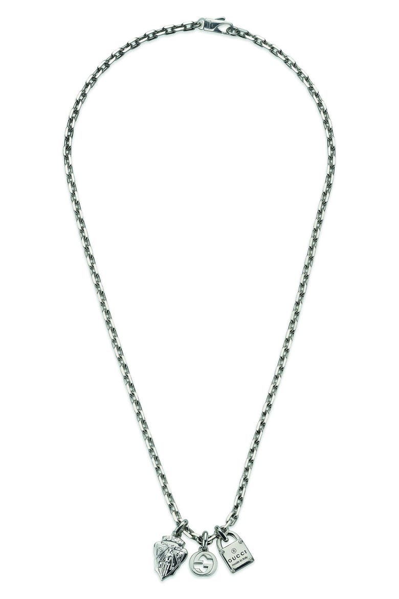 Trademark Charm Necklace, Main, color, SILVER