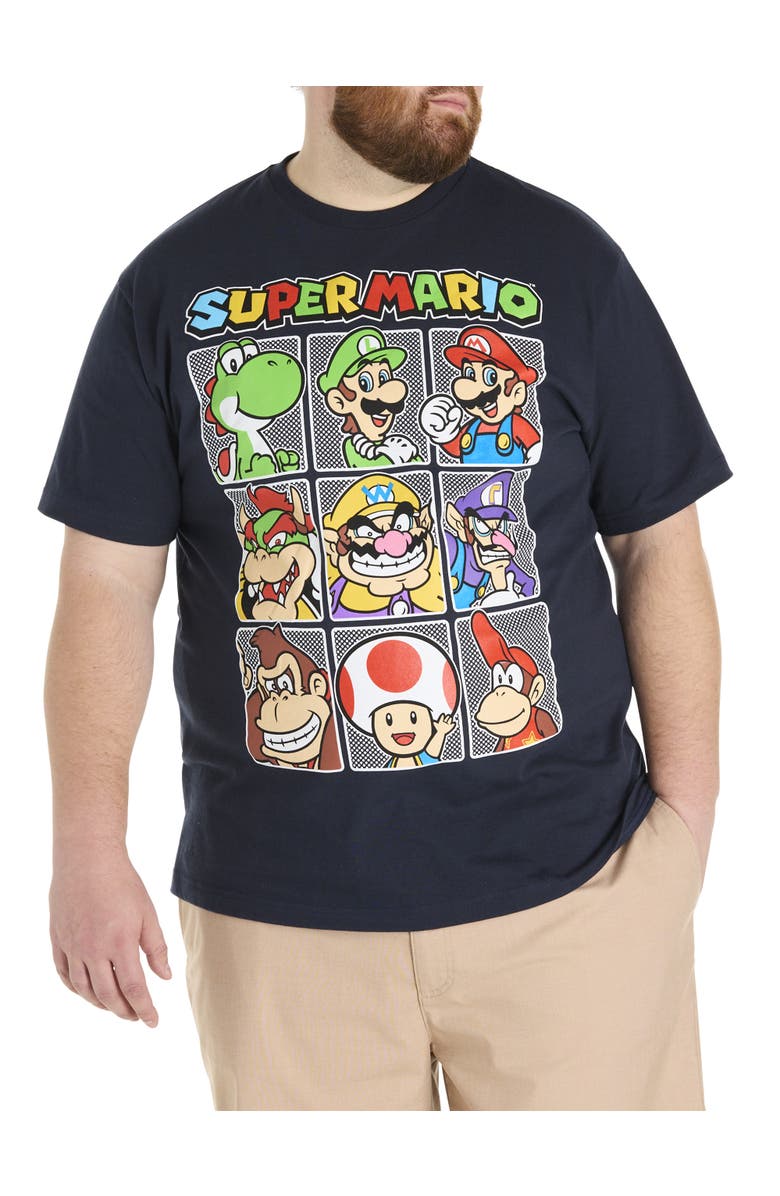 True Nation by DXL Big & Tall Mario Kart Party Pals Graphic Tee, Main, color, Navy