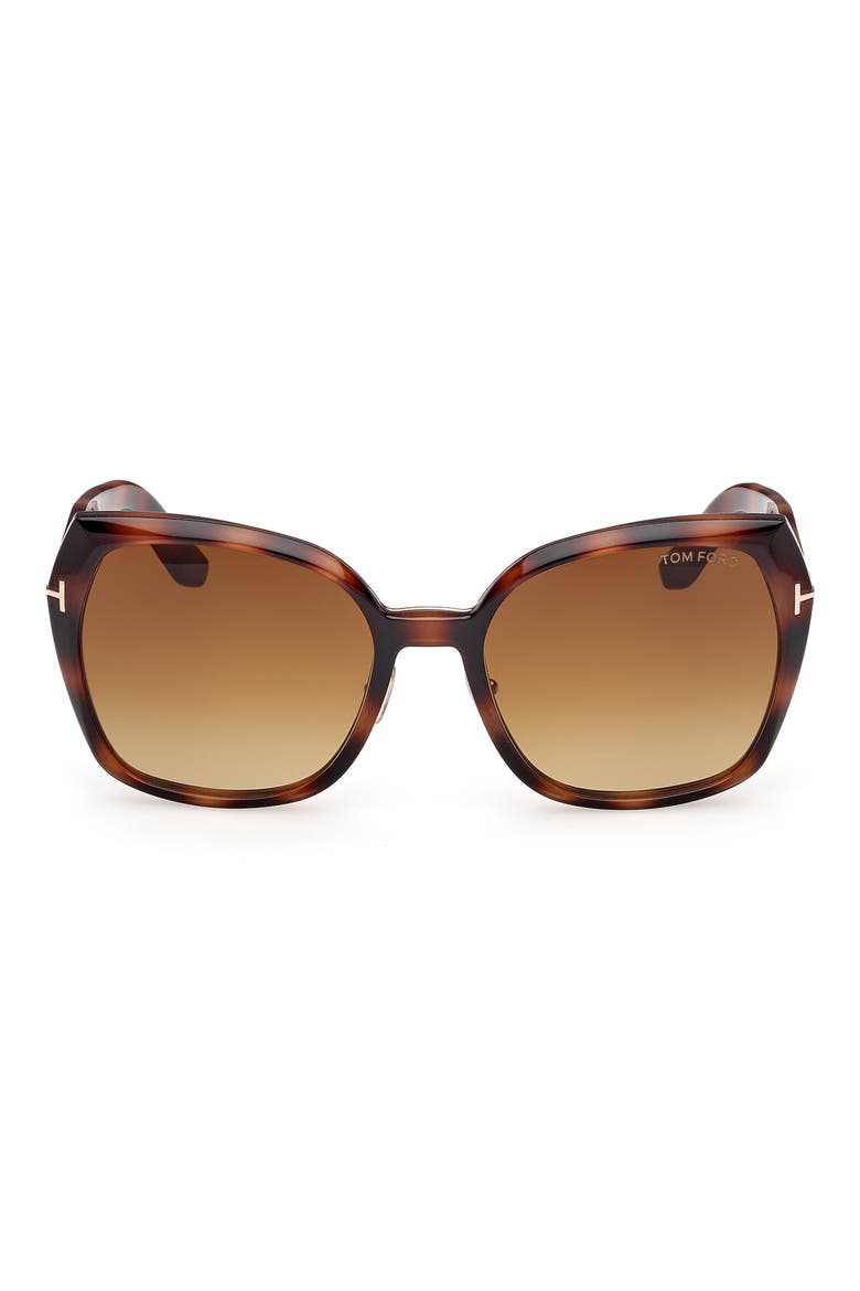 Plum 58mm Gradient Butterfly Sunglasses, Main, color, SHINY HAVANA / BROWN LENSES
