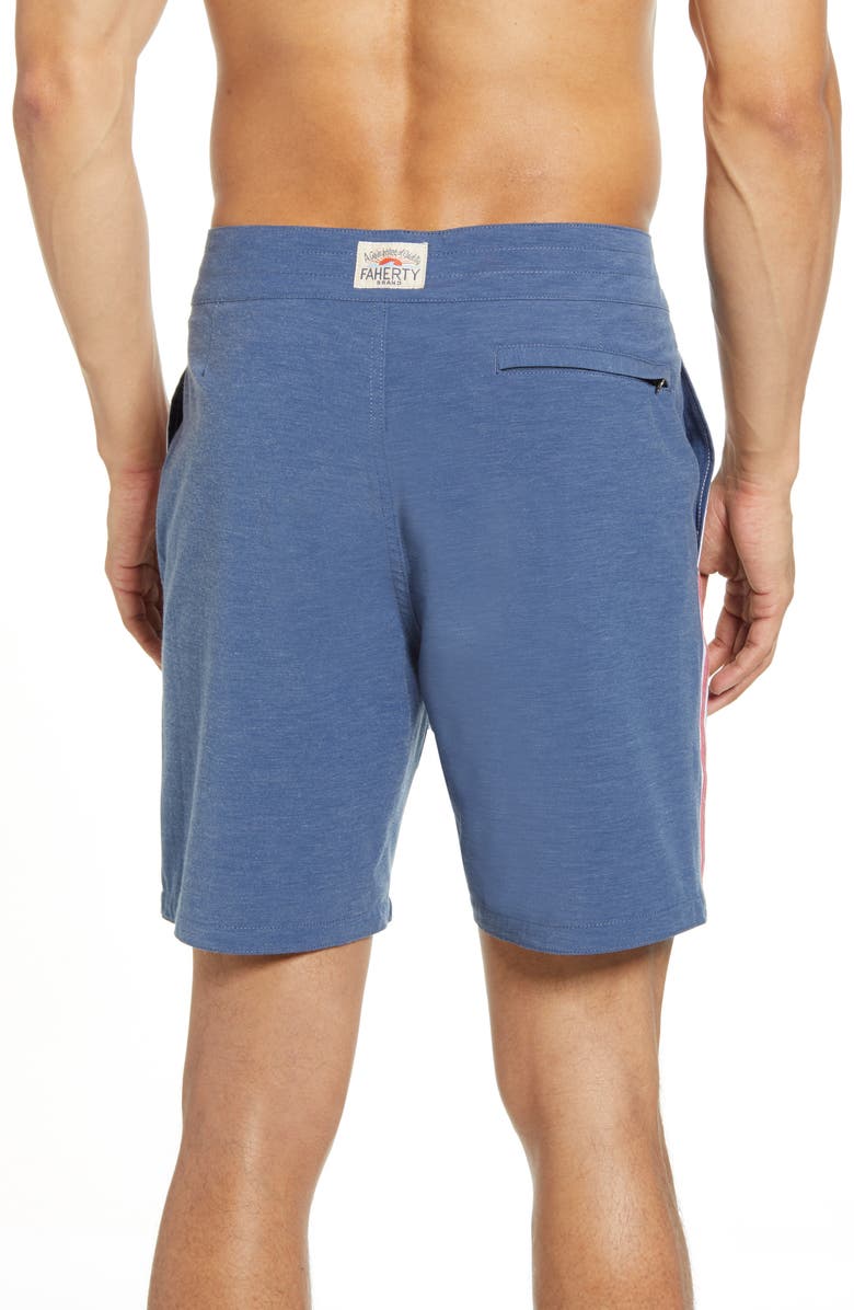 Faherty Retro Surf Stripe Board Shorts, Alternate, color, Blue Red Stripe