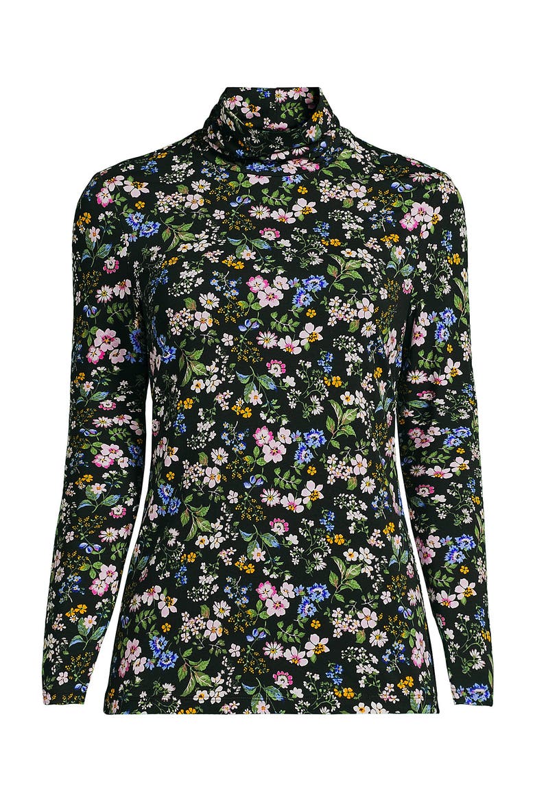 Lightweight Jersey Long Sleeve Turtleneck, Alternate, color, Woodland Forest Multi Floral