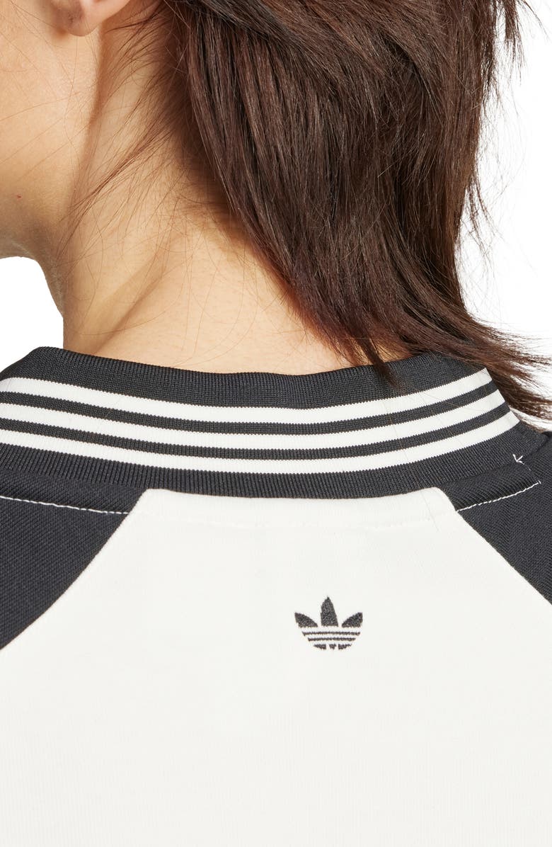 adidas Logo Cotton Blend Crop Sweatshirt, Alternate, color, Off White/ Black