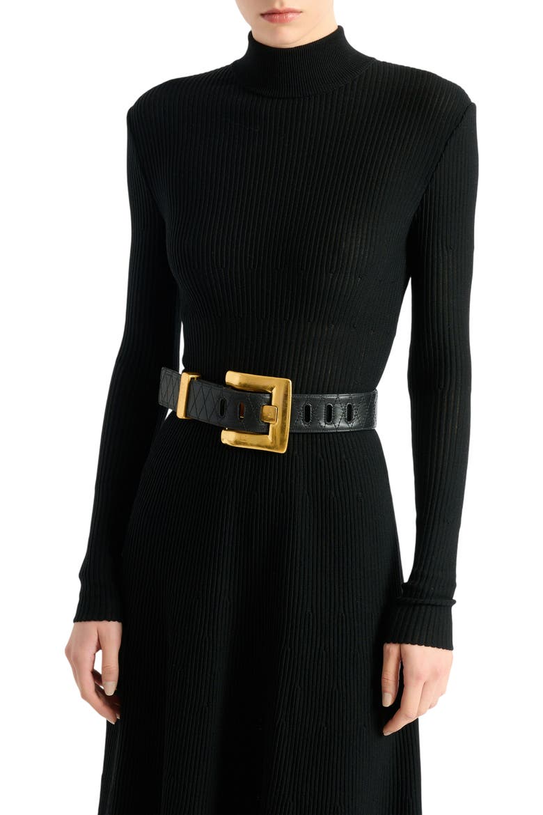 Anthem smooth leather belt, Alternate, color, black