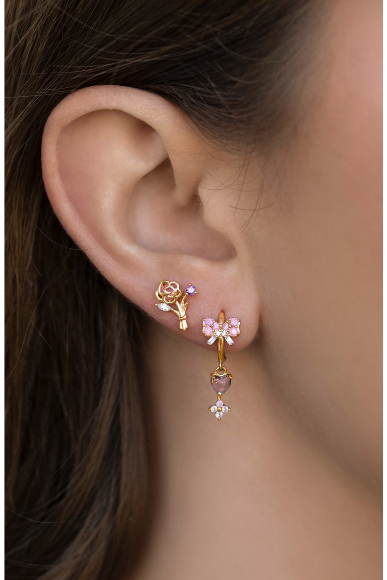 Rosé All Day Set of 4 Stud Earrings, Alternate, color, PINK MULTI/ GOLD