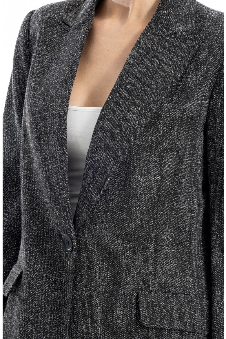 One Button Blazer, Alternate, color, BLACK MELANGE