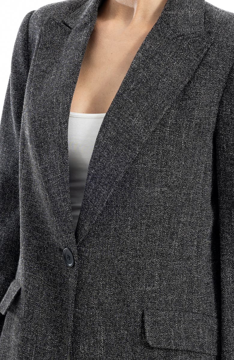 MAX STUDIO One Button Blazer, Alternate, color, Black Melange
