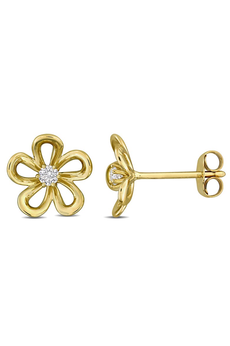 Lab-Grown Diamond Flower Stud Earrings 14k, Main, color, Yellow Gold