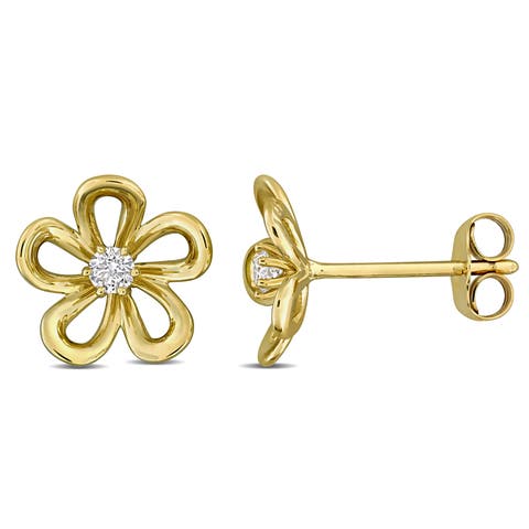 Lab-Grown Diamond Flower Stud Earrings 14k
