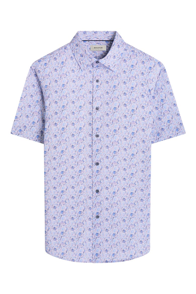 Miles OoohCotton® Leaf Print Short Sleeve Button-Up Shirt, Alternate, color, AIR BLUE